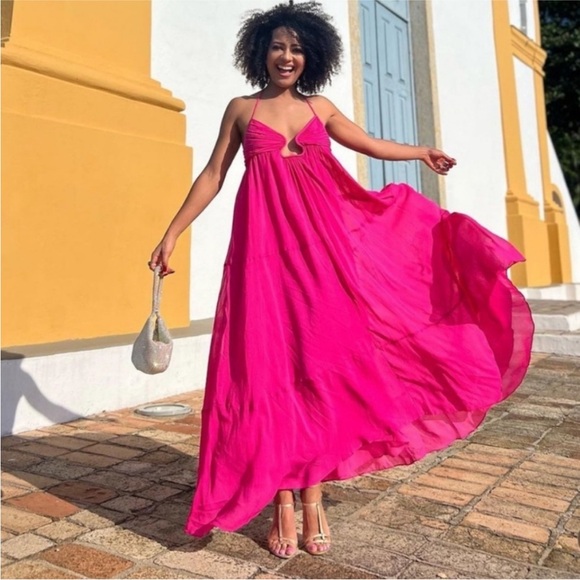 Zara Loose Fit Chiffon Maxi Dress - Picture 1 of 9